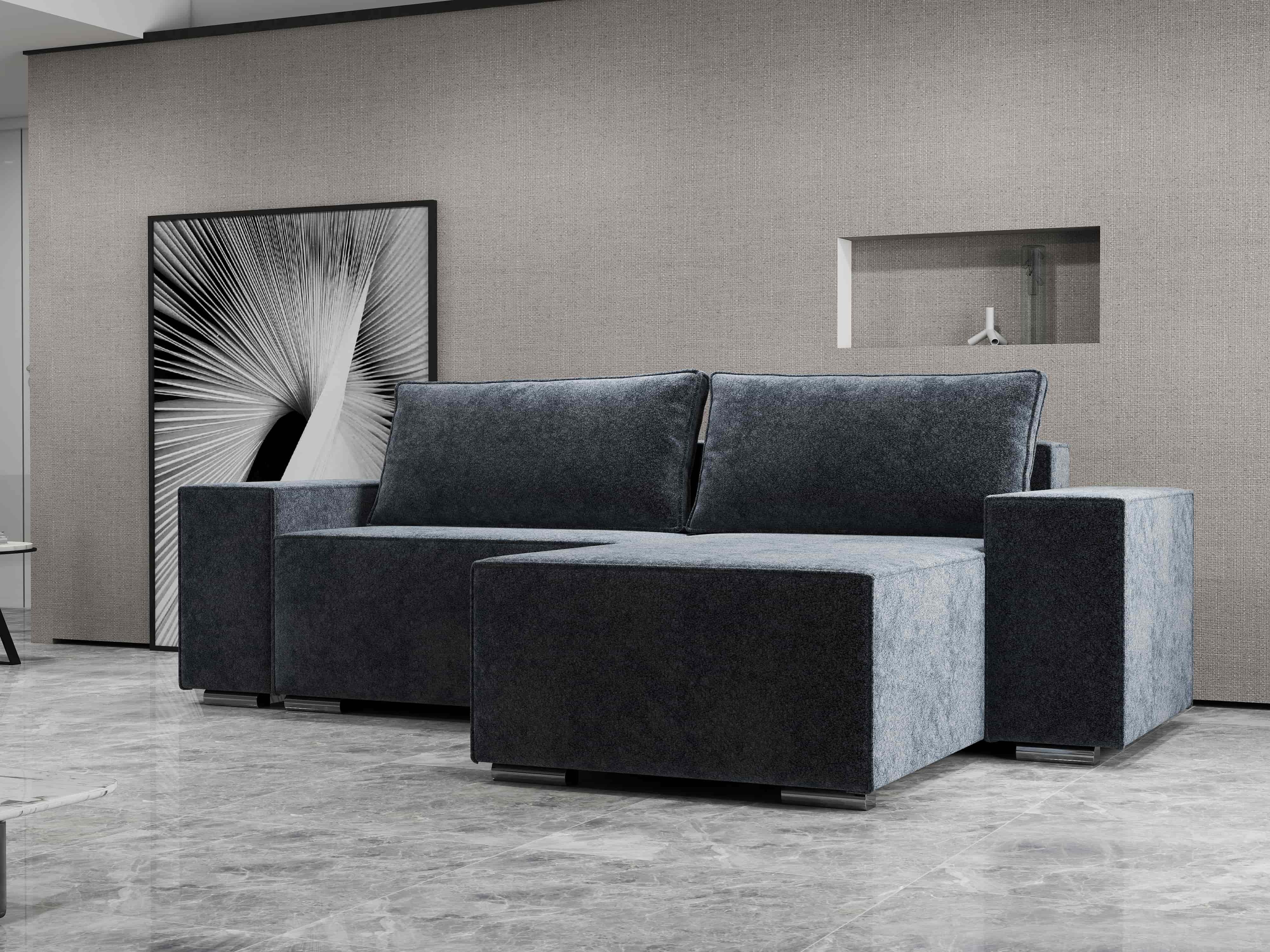 Colțar extensibil dumonde cu ladă de depozitare si sezut confortabil din spuma HR, Dream Euphoria Grafit 290x185 cm II Fabrica