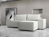 Colțar extensibil dumonde cu ladă de depozitare si sezut confortabil din spuma HR, Dream Zoom Gri 290x185 cm II Fabrica