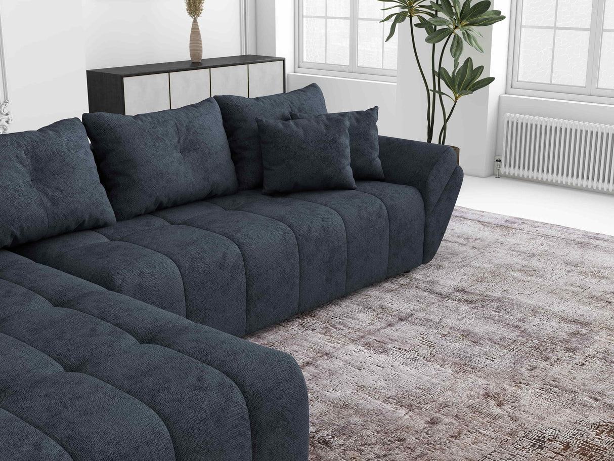 Colțar extensibil dumonde cu ladă de depozitare si sezut confortabil din spuma HR, Berlin XL Enjoy Lux Grey Antracit 350x185 cm Fabrica