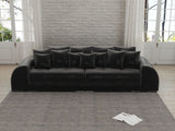 Canapea extensibilă dumonde cu 2 lăzi de depozitare si sezut confortabil din spuma HR, Big Sofa Verona Madagaskar Black 310x100 cm