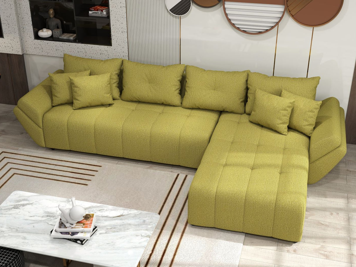 Colțar extensibil dumonde cu ladă de depozitare si sezut confortabil din spuma HR, Berlin XL Enjoy Green 350x185 cm II