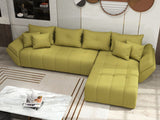 Colțar extensibil dumonde cu ladă de depozitare si sezut confortabil din spuma HR, Berlin XL Enjoy Green 350x185 cm II