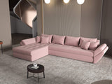 Colțar extensibil dumonde cu ladă de depozitare si sezut confortabil din spuma HR, Loana XL Royal Roz 335x185 cm Fabrica