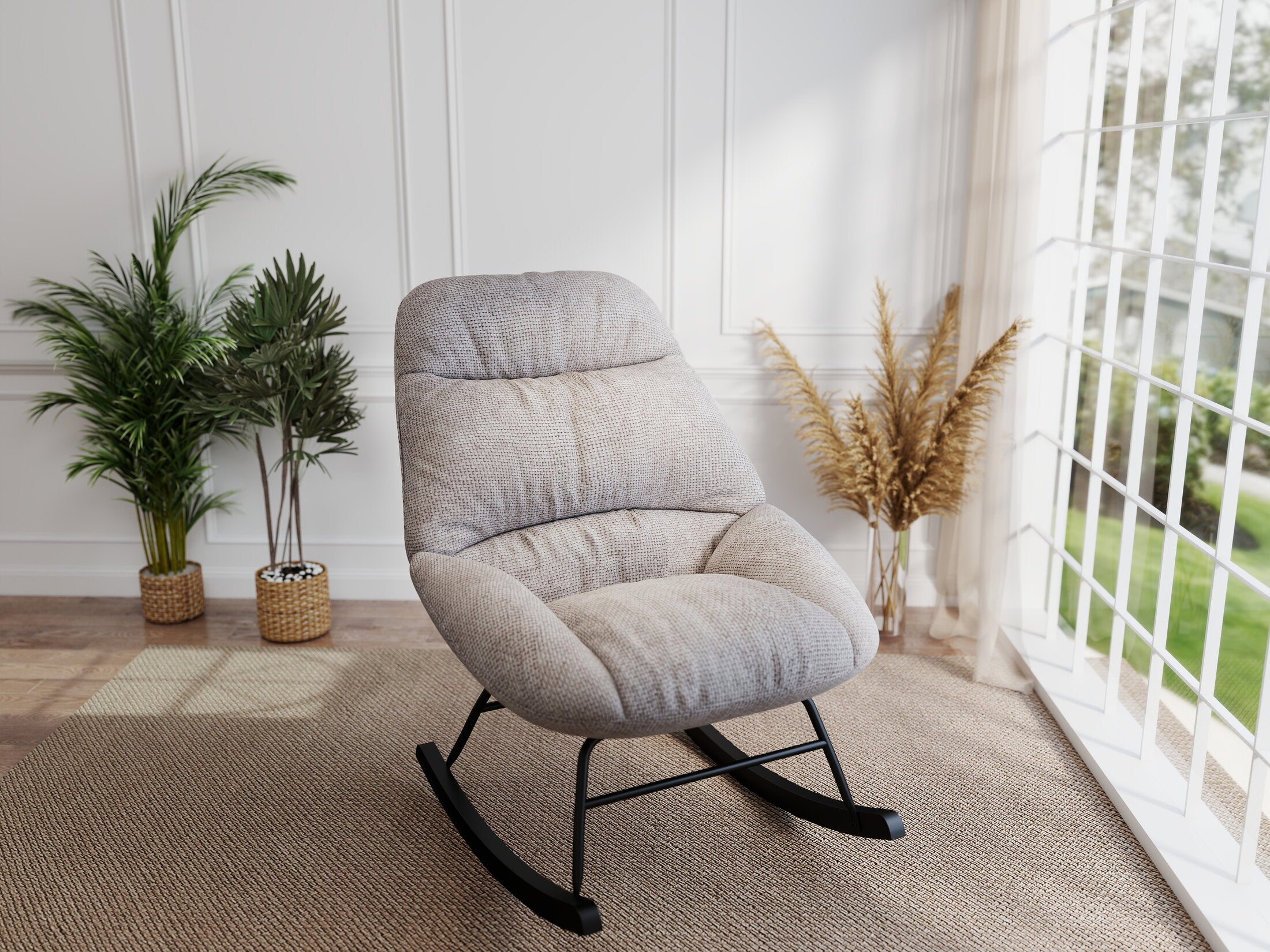 Fotoliu dumonde tapitat Bej modern Marqis 71x83cm