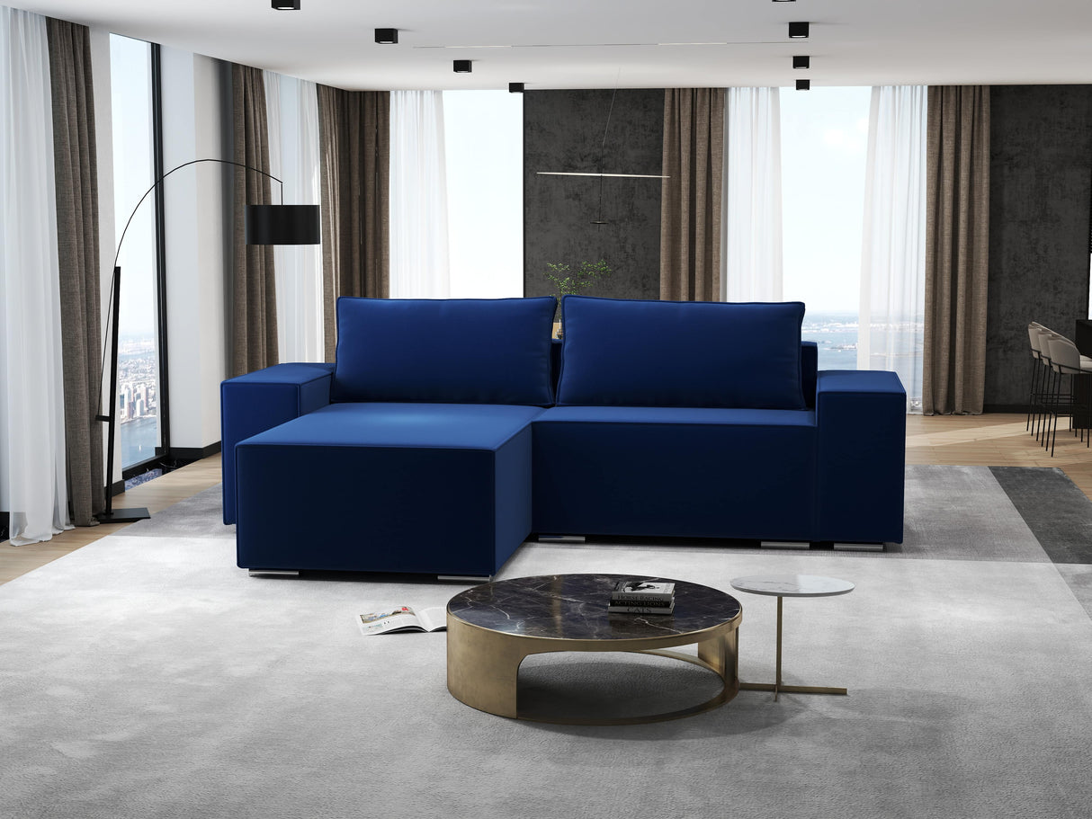 Colțar extensibil dumonde cu ladă de depozitare si sezut confortabil din spuma HR, Dream Royal Albastru 290x185 cm Fabrica