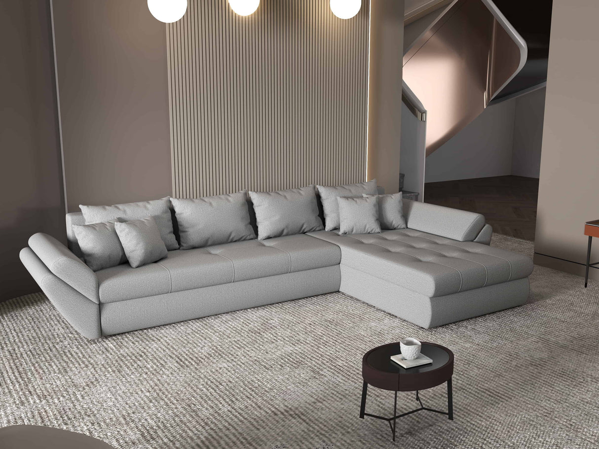 Colțar extensibil dumonde cu ladă de depozitare si sezut confortabil din spuma HR, Loana XL Enjoy Gri II 335x185 cm Fabrica