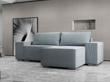 Colțar extensibil dumonde cu ladă de depozitare si sezut confortabil din spuma HR, Dream Zoom Gri Mint 290x185 cm II Fabrica