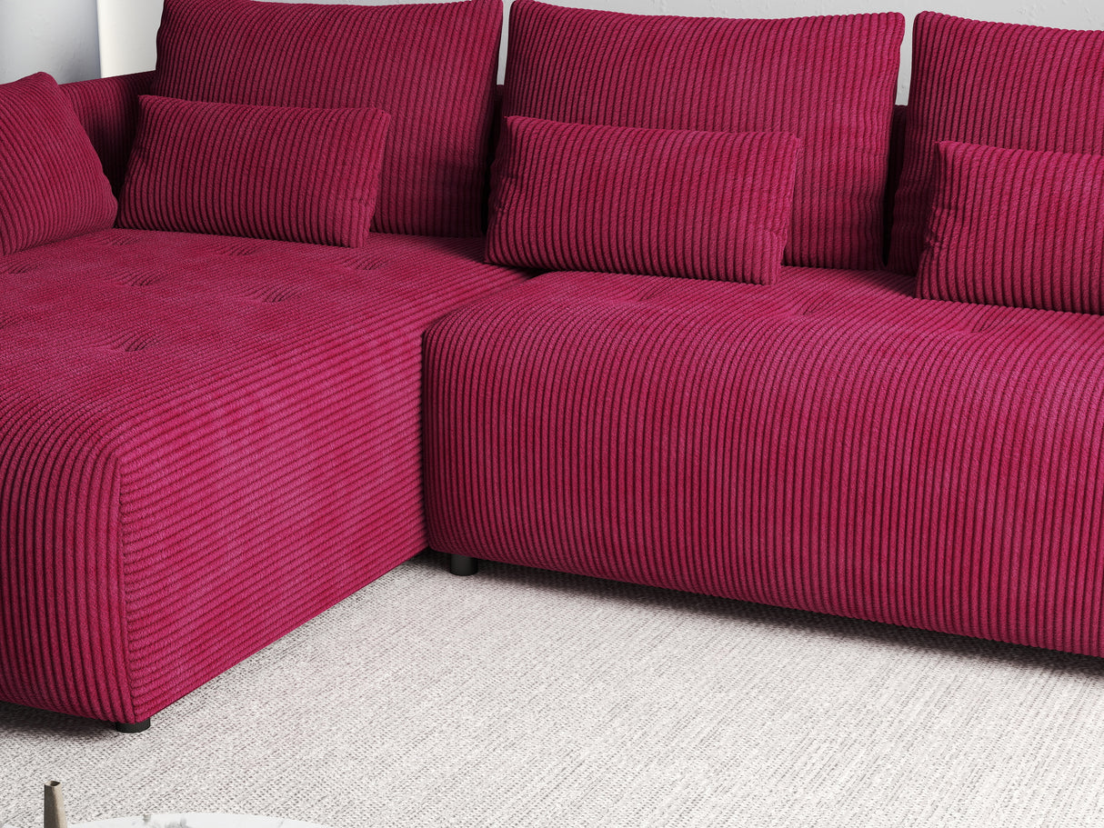 Colțar extensibil dumonde cu ladă de depozitare si sezut confortabil din spuma HR, Malta Zoom Red 235x185 cm