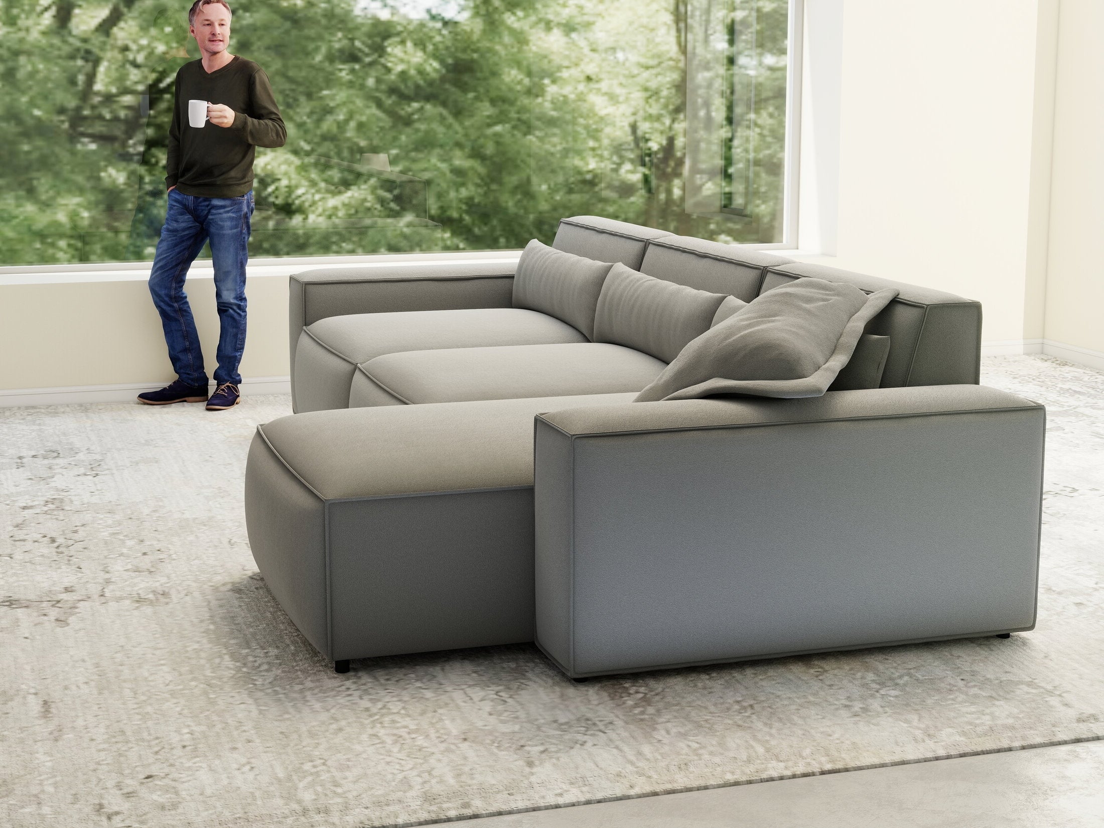 Colțar dumonde cu sezut confortabil din spuma HR, Marvelo XL Royal Gri 366x175 cm II