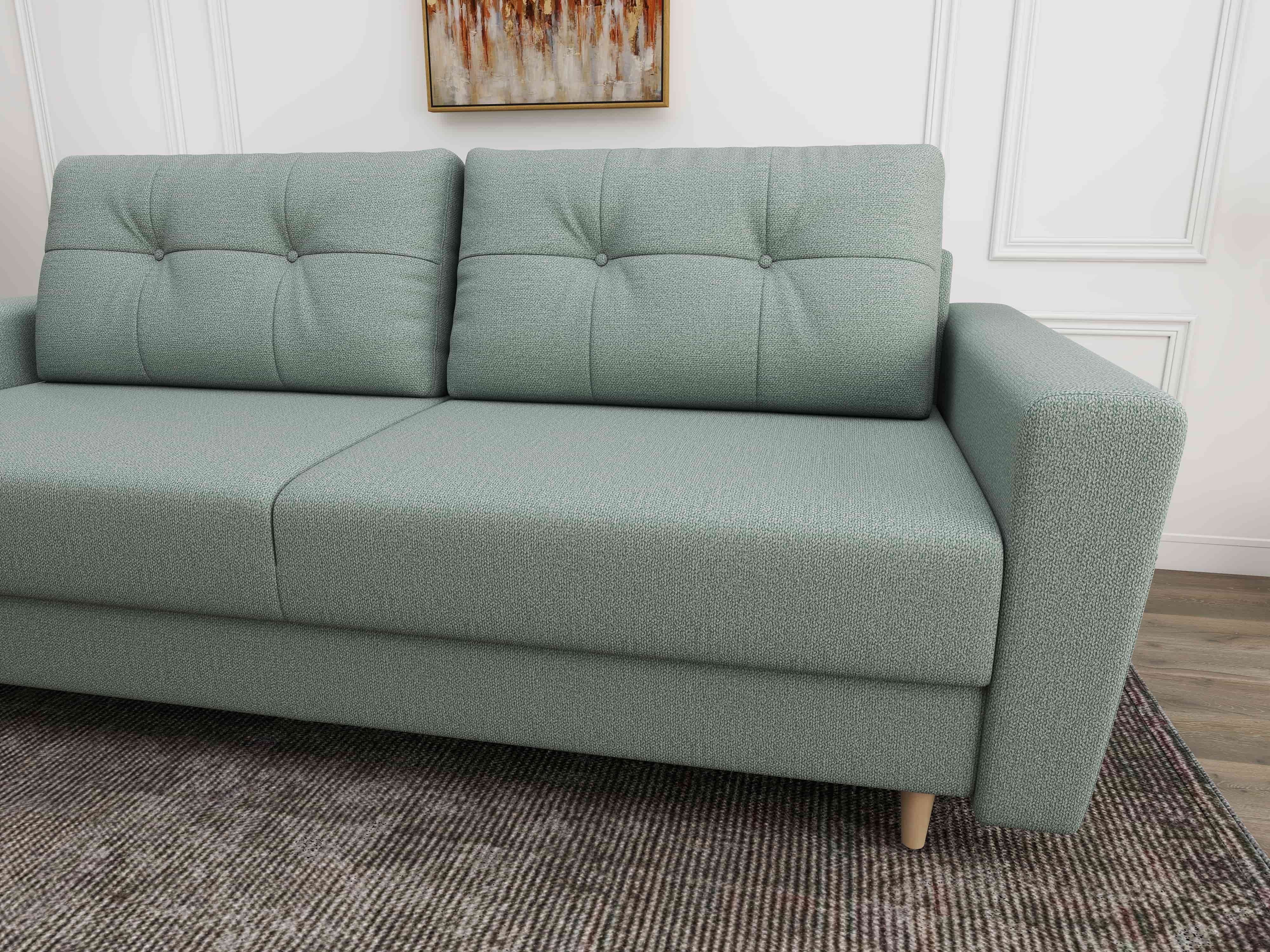 Canapea extensibilă dumonde cu ladă de depozitare si sezut confortabil din spuma HR, Summer Enjoy Verde Mint 225x100 cm