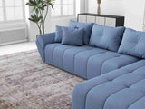 Colțar extensibil dumonde cu ladă de depozitare si sezut confortabil din spuma HR, Berlin XL Enjoy Lux Blue 350x185 cm II Fabrica