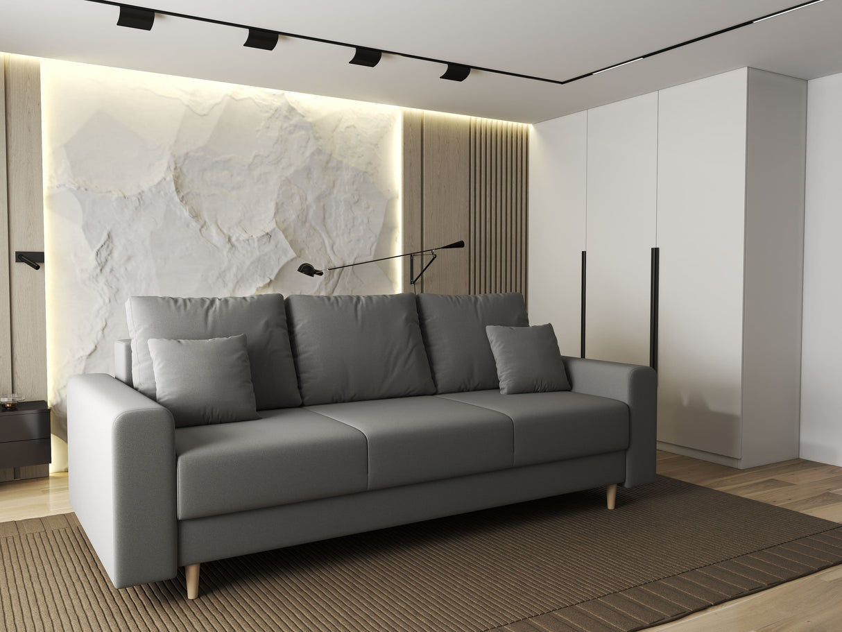 Canapea extensibilă dumonde cu ladă de depozitare si sezut confortabil din spuma HR, Kronos Royal Gri 210x100 cm fabrica