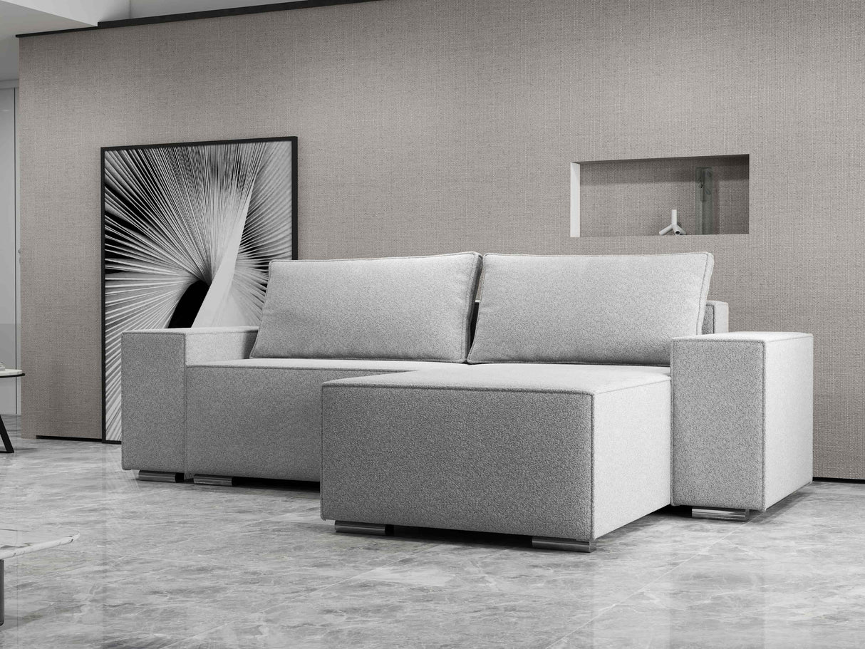 Colțar extensibil dumonde cu ladă de depozitare si sezut confortabil din spuma HR, Dream Euphoria Gri 290x185 cm II Fabrica