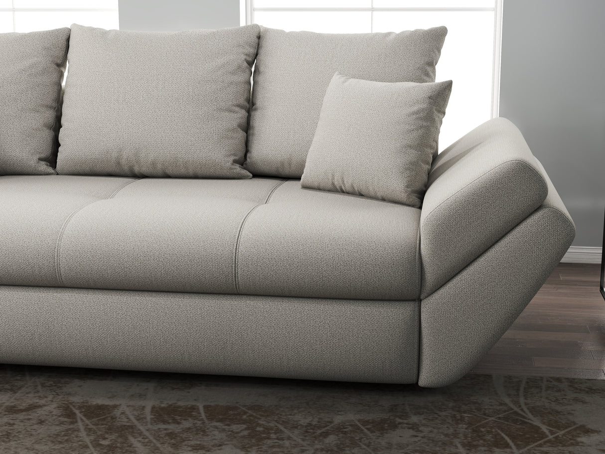 Canapea extensibilă dumonde cu ladă de depozitare si sezut confortabil din spuma HR, Loana Bej 250x100 cm Fabrica