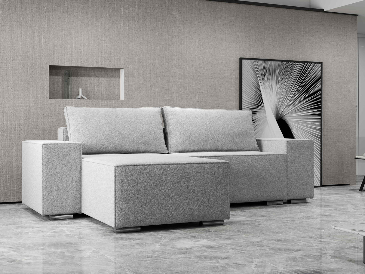 Colțar extensibil dumonde cu ladă de depozitare si sezut confortabil din spuma HR, Dream Euphoria Gri 290x185 cm Fabrica