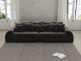 Canapea extensibilă dumonde cu 2 lăzi de depozitare si sezut confortabil din spuma HR, Big Sofa Verona Madagaskar Black 310x100 cm Fabrica