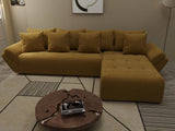 Colțar extensibil dumonde cu ladă de depozitare si sezut confortabil din spuma HR, Berlin XL Zoom Mustar 350x185 cm II Fabrica