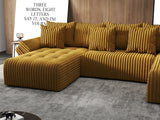 Colțar extensibil dumonde cu ladă de depozitare si sezut confortabil din spuma HR, Berlin U Mustar 380x180 cm Fabrica