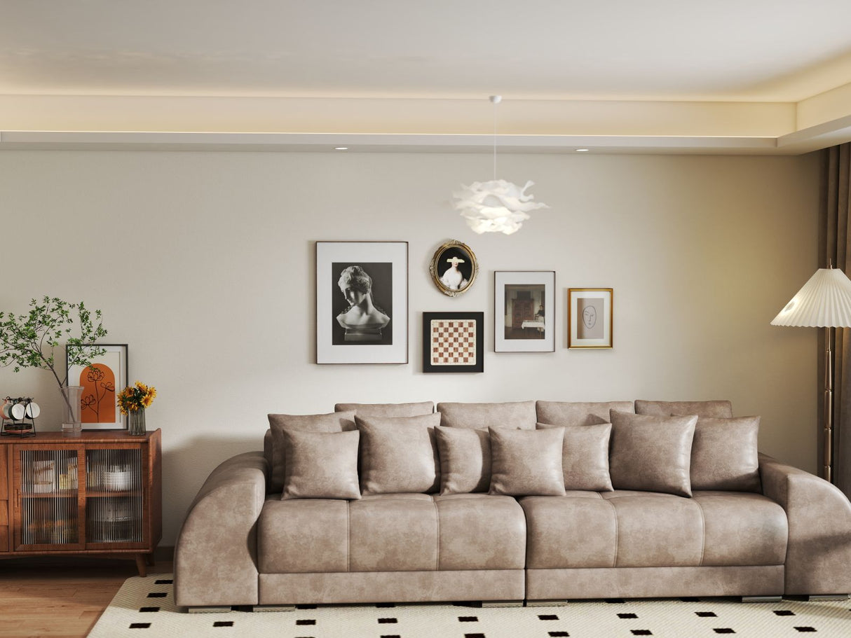 Canapea extensibilă dumonde cu 2 lăzi de depozitare si sezut confortabil din spuma HR, Big Sofa Verona Tobago Brown 310x100 cm Fabrica