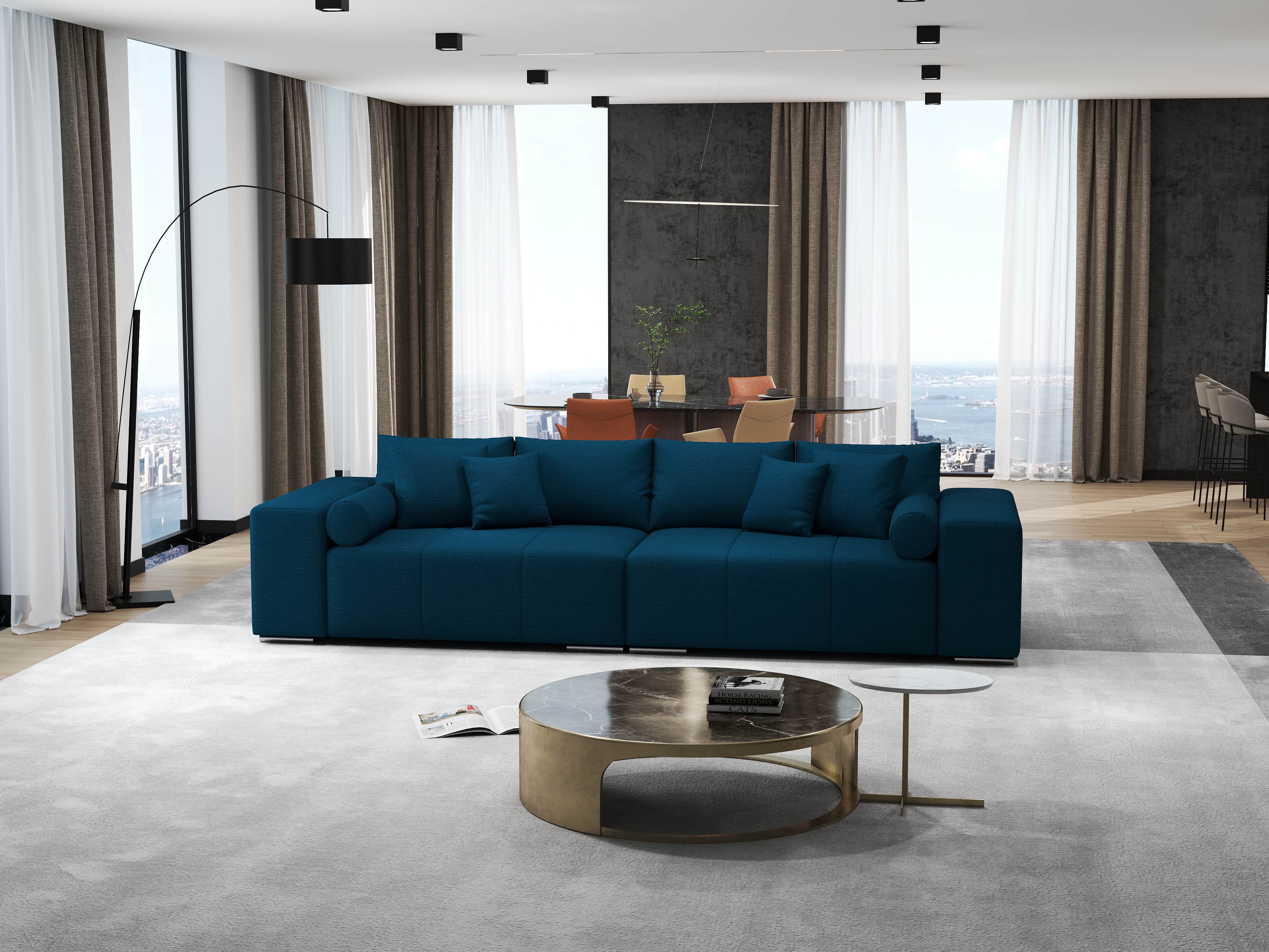 Canapea extensibilă dumonde cu ladă de depozitare si sezut confortabil din spuma HR, Marbela Verde Petrol XXL 295x100 cm Fabrica