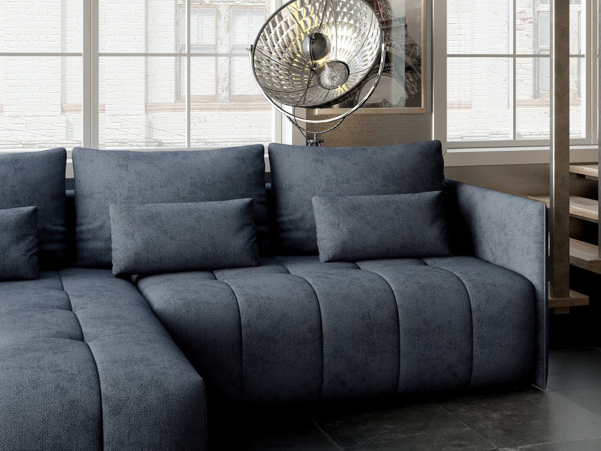 Colțar extensibil dumonde cu ladă de depozitare si sezut confortabil din spuma HR, Malta Grau 235x185 cm Fabrica