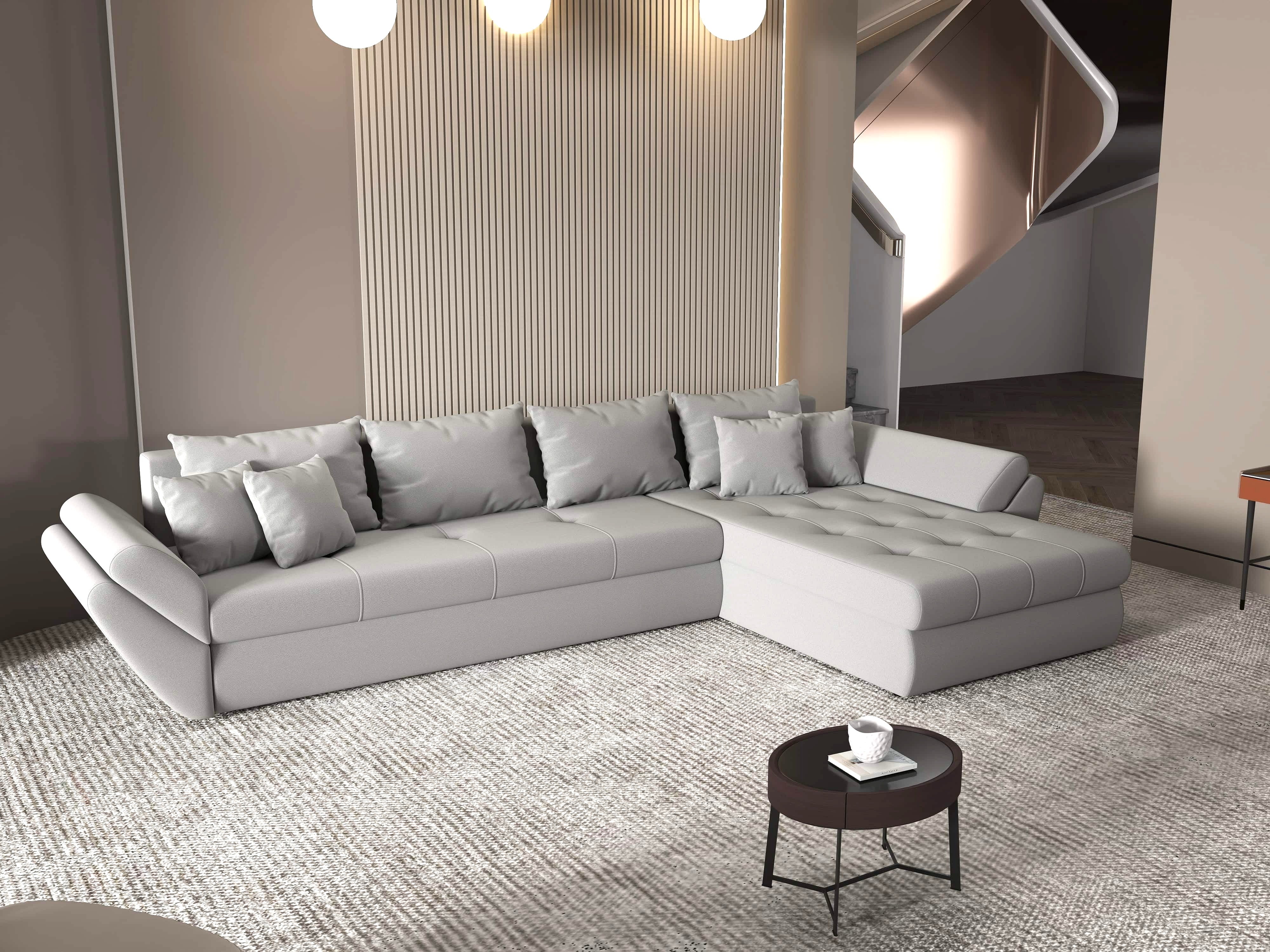 Colțar extensibil dumonde cu ladă de depozitare si sezut confortabil din spuma HR, Loana XL Royal Antracit II 335x185 cm