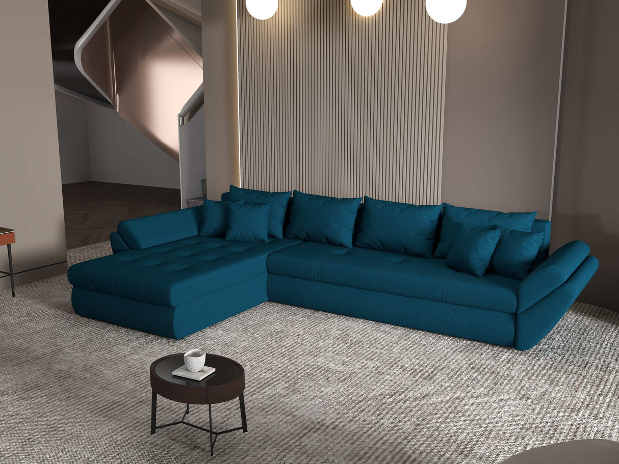 Colțar extensibil dumonde cu ladă de depozitare si sezut confortabil din spuma HR, Loana XL Enjoy Verde Petrol 335x185 cm Fabrica
