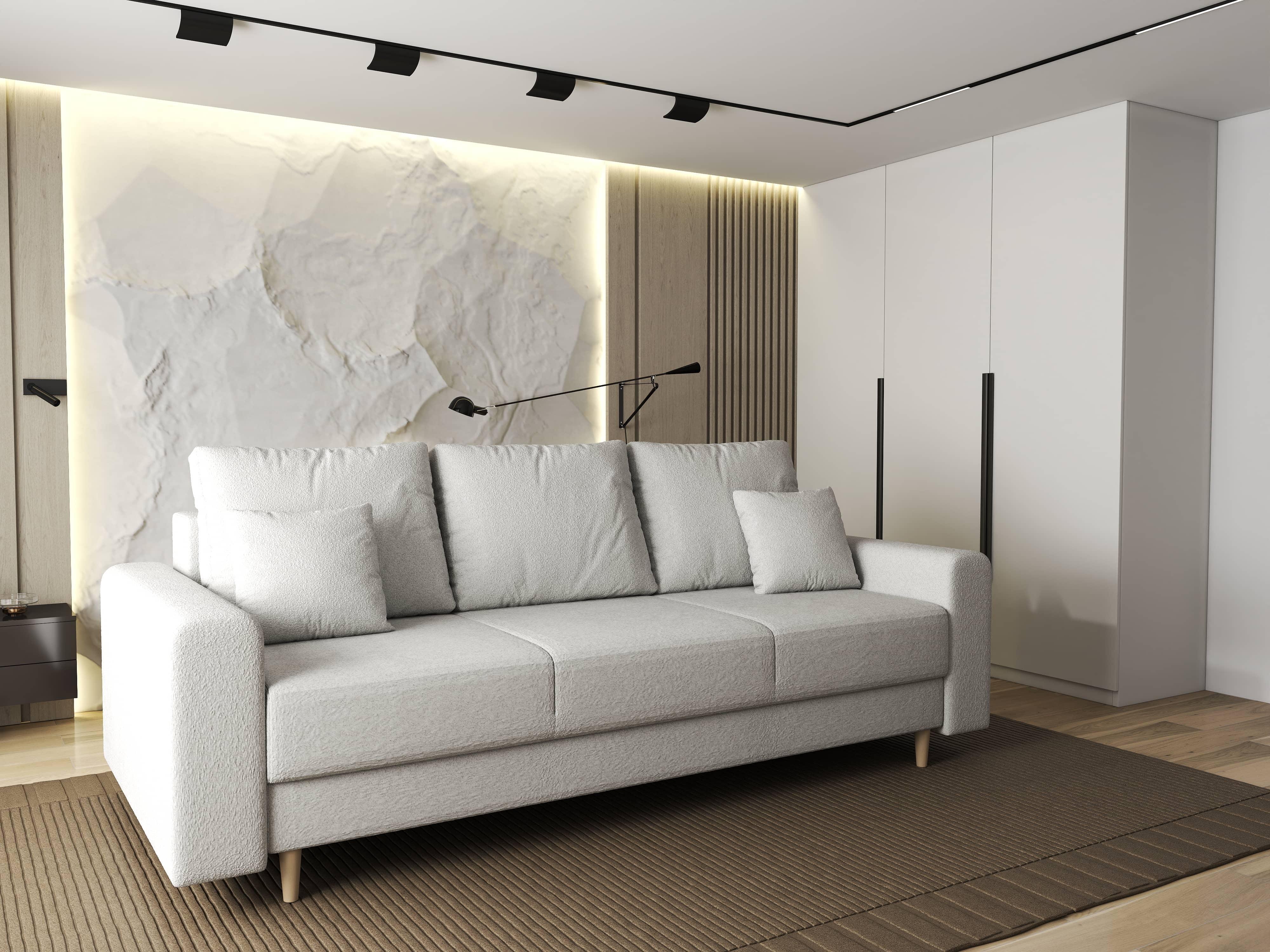 Canapea extensibilă dumonde cu ladă de depozitare si sezut confortabil din spuma HR, Kronos Euphoria Ivory 210x100 cm fabrica