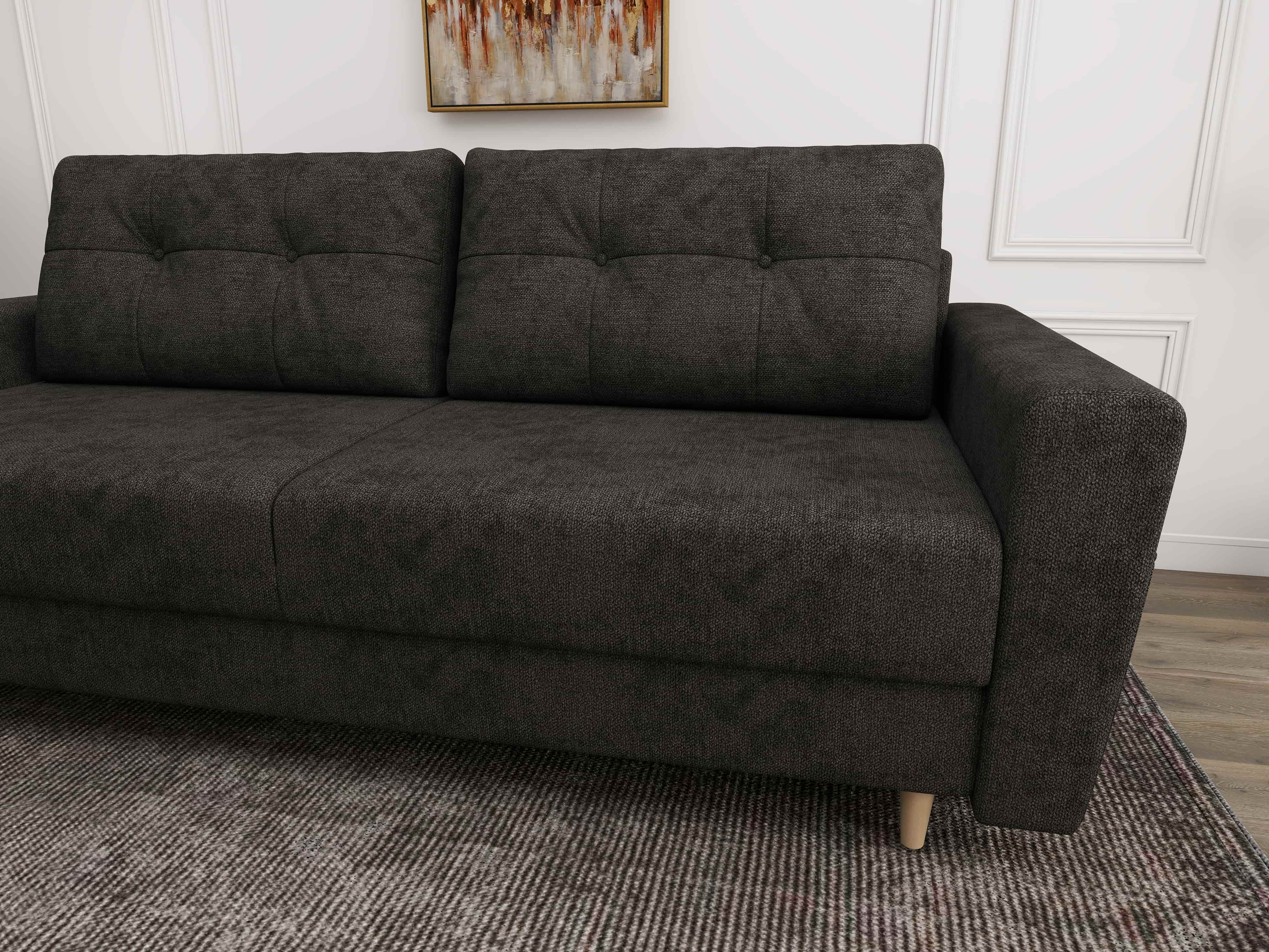 Canapea extensibilă dumonde cu ladă de depozitare si sezut confortabil din spuma HR, Summer Enjoy Negru 225x100 cm