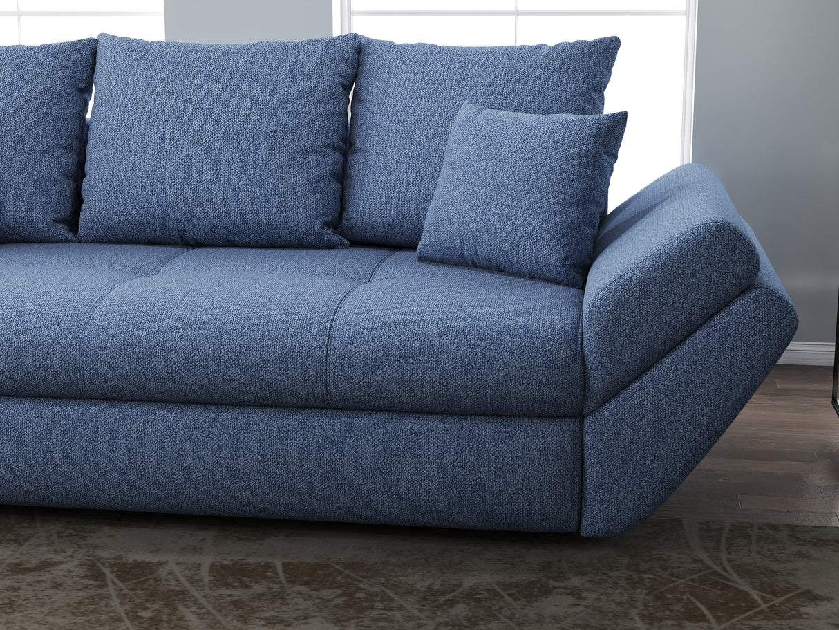 Canapea extensibilă dumonde cu ladă de depozitare si sezut confortabil din spuma HR, Loana Blue 250x100 cm Fabrica
