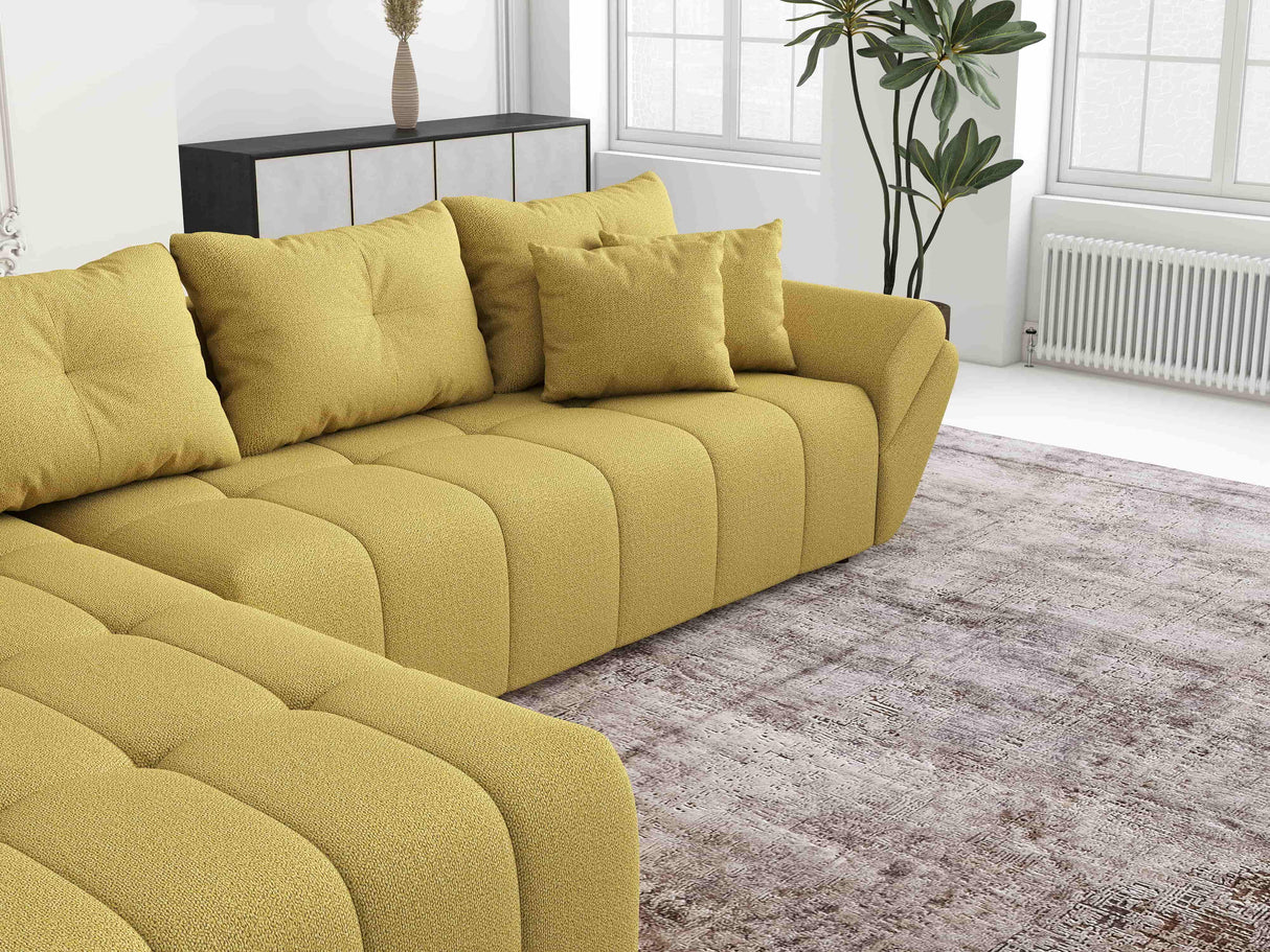 Colțar extensibil dumonde cu ladă de depozitare si sezut confortabil din spuma HR, Berlin XL Enjoy Lux Melon 350x185 cm Fabrica