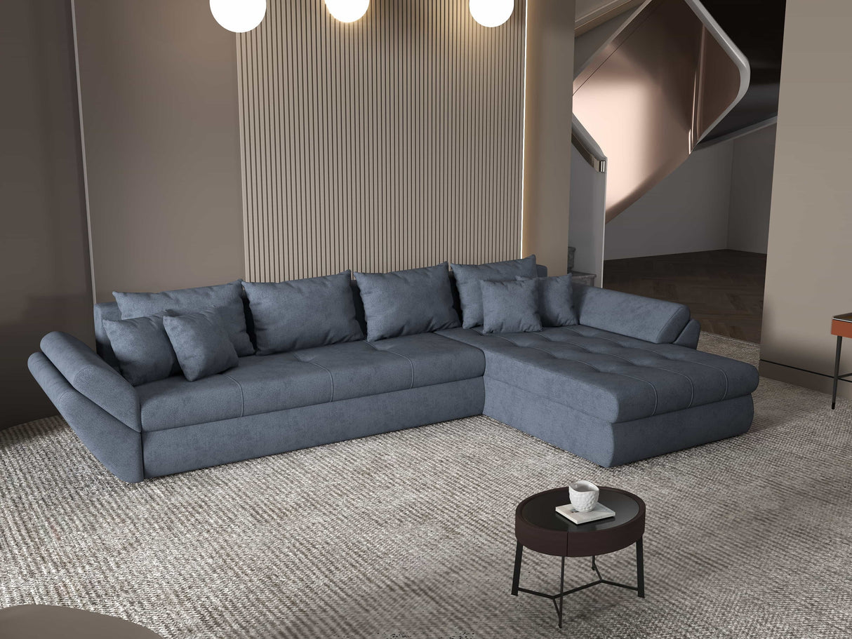 Colțar extensibil dumonde cu ladă de depozitare si sezut confortabil din spuma HR, Loana XL Enjoy Gri Antracit II 335x185 cm Fabrica
