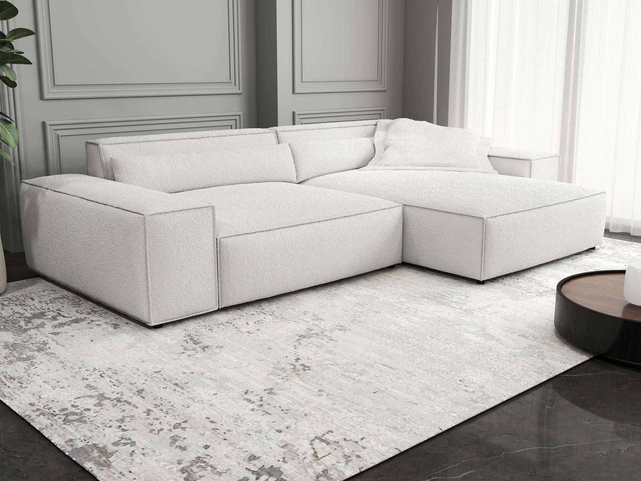 Colțar dumonde cu șezut confortabil din spumă HR, Marvelo Euphoria Alb 264x175 cm II