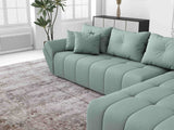 Colțar extensibil dumonde cu ladă de depozitare si sezut confortabil din spuma HR, Berlin XL Enjoy Lux Mint 350x185 cm II Fabrica