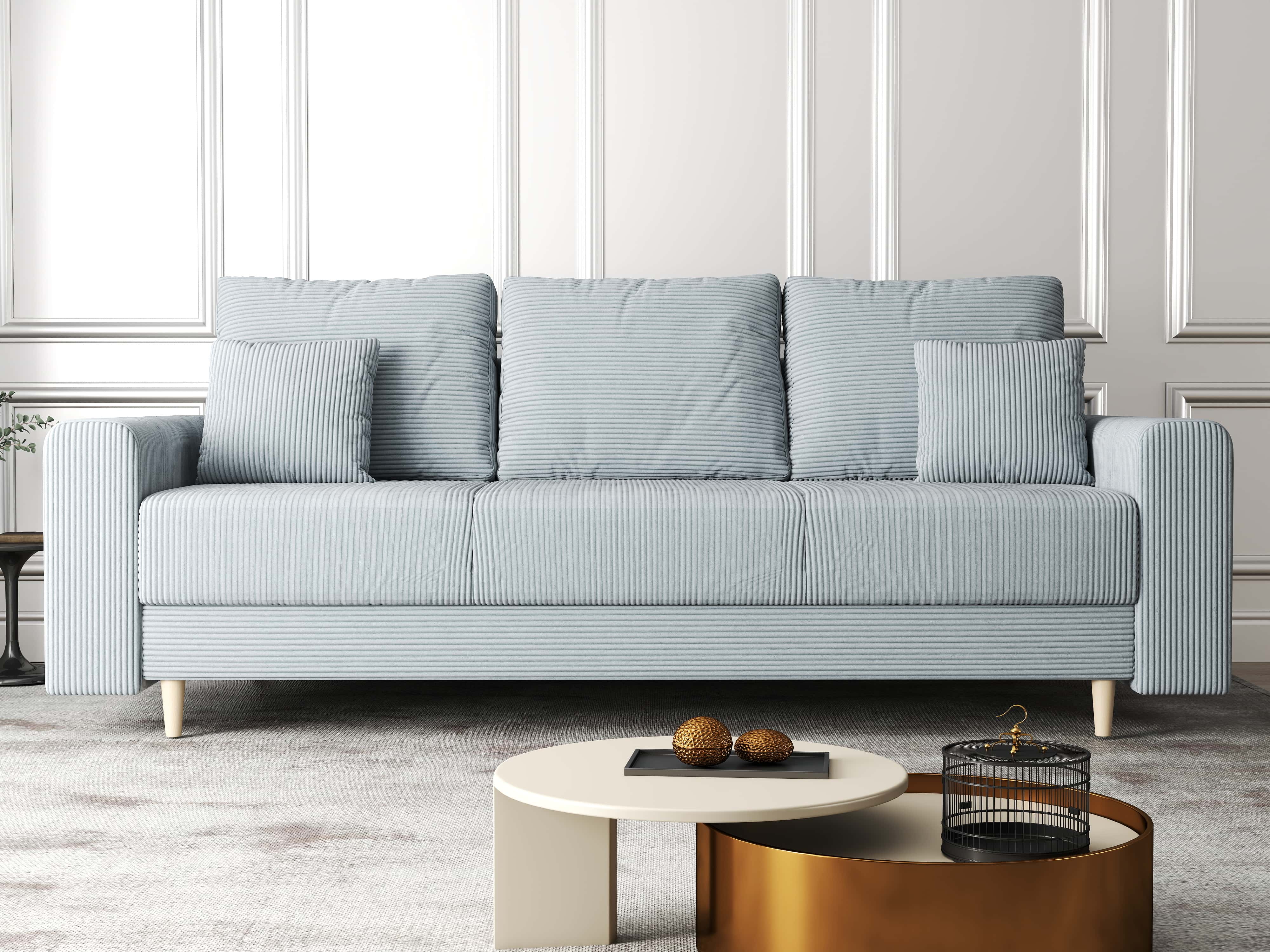Canapea extensibilă dumonde cu ladă de depozitare si sezut confortabil din spuma HR, Kronos Zoom Gri Mint 210x100 cm fabrica