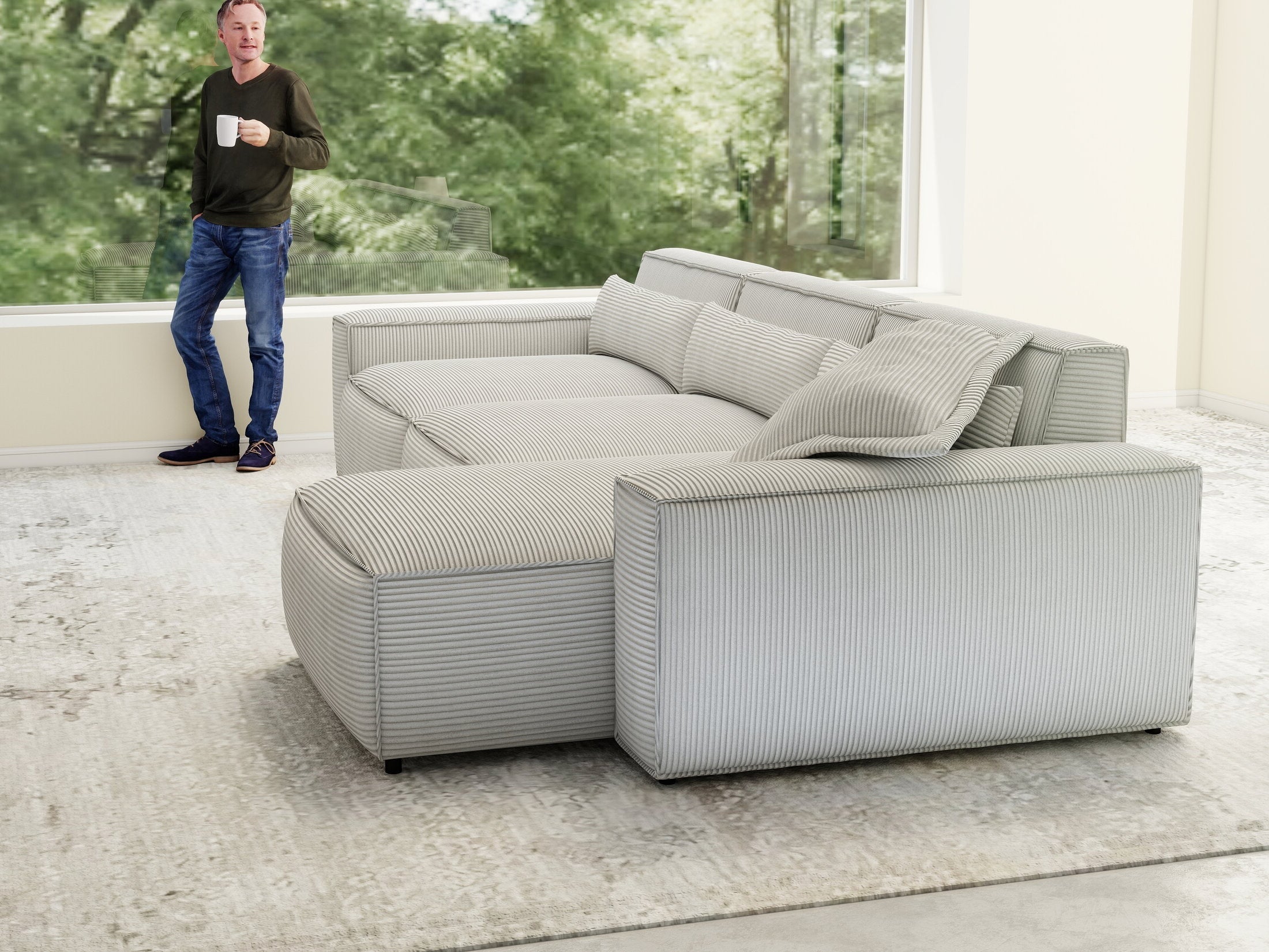 Colțar dumonde cu sezut confortabil din spuma HR, Marvelo XL Zoom Gri Mint 366x175 cm II