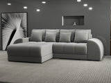 Colțar extensibil dumonde cu ladă de depozitare si sezut confortabil din spuma HR, Verona Royal Gri 290x185 cm Fabrica