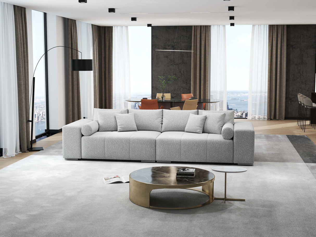Canapea extensibilă dumonde cu ladă de depozitare si sezut confortabil din spuma HR, Marbela Enjoy Grey XXL 295x100 cm fabrica