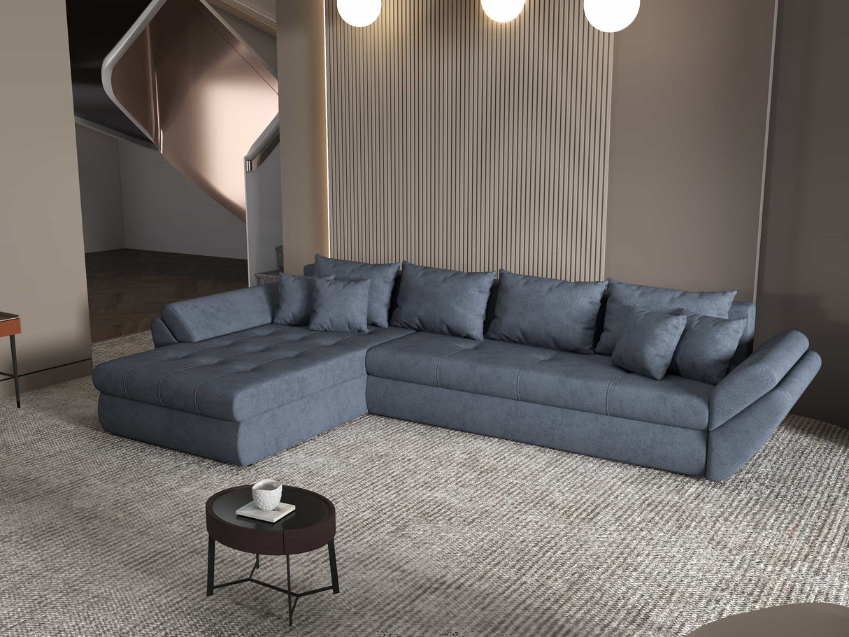 Colțar extensibil dumonde cu ladă de depozitare si sezut confortabil din spuma HR, Loana XL Enjoy Gri Antracit 335x185 cm Fabrica