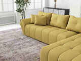 Colțar extensibil dumonde cu ladă de depozitare si sezut confortabil din spuma HR, Berlin XL Enjoy Lux Melon 350x185 cm II Fabrica