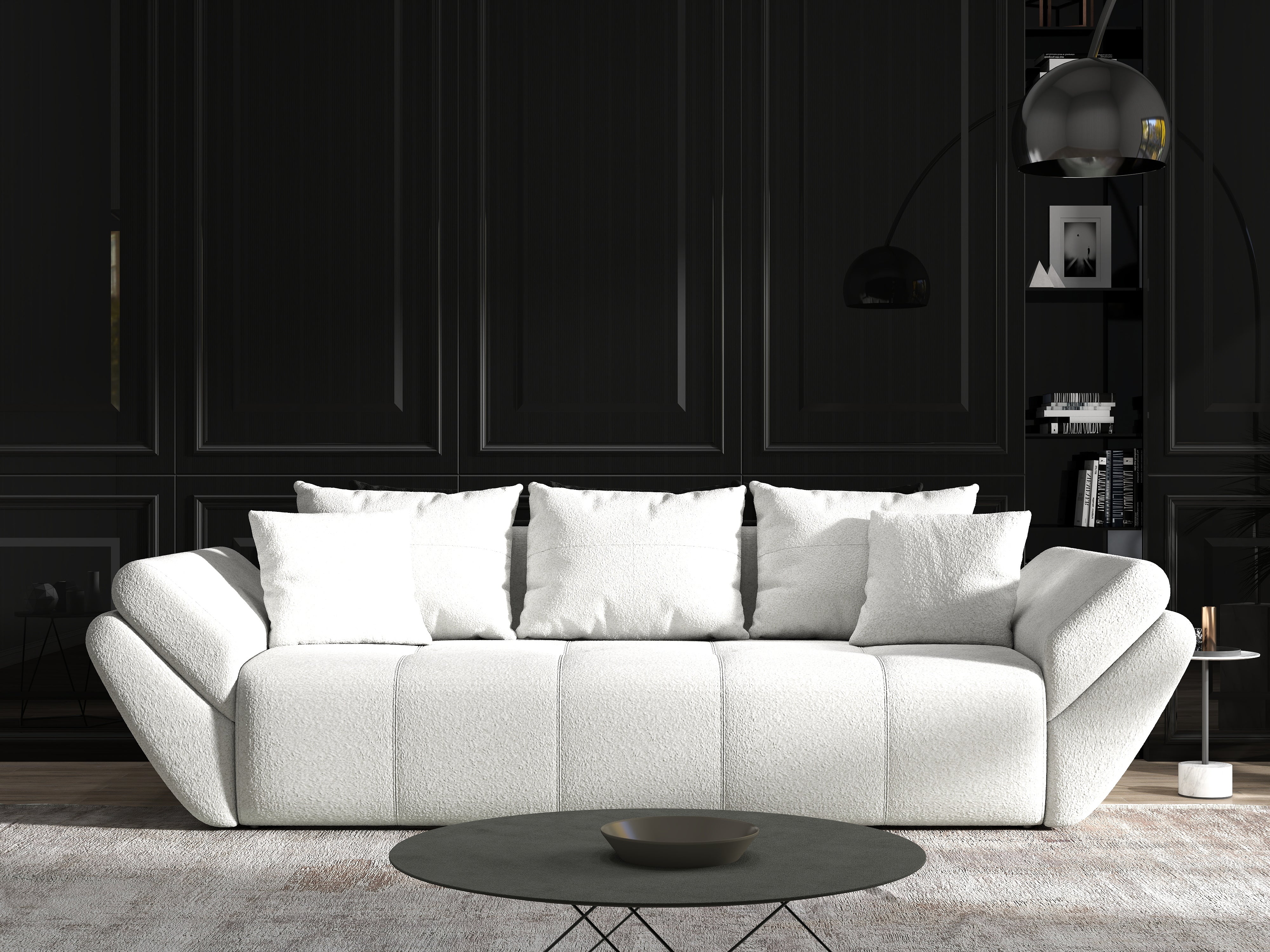 Canapea extensibilă dumonde cu ladă de depozitare si sezut confortabil din spuma HR, Berlin Euphoria White 250x100 cm Fabrica