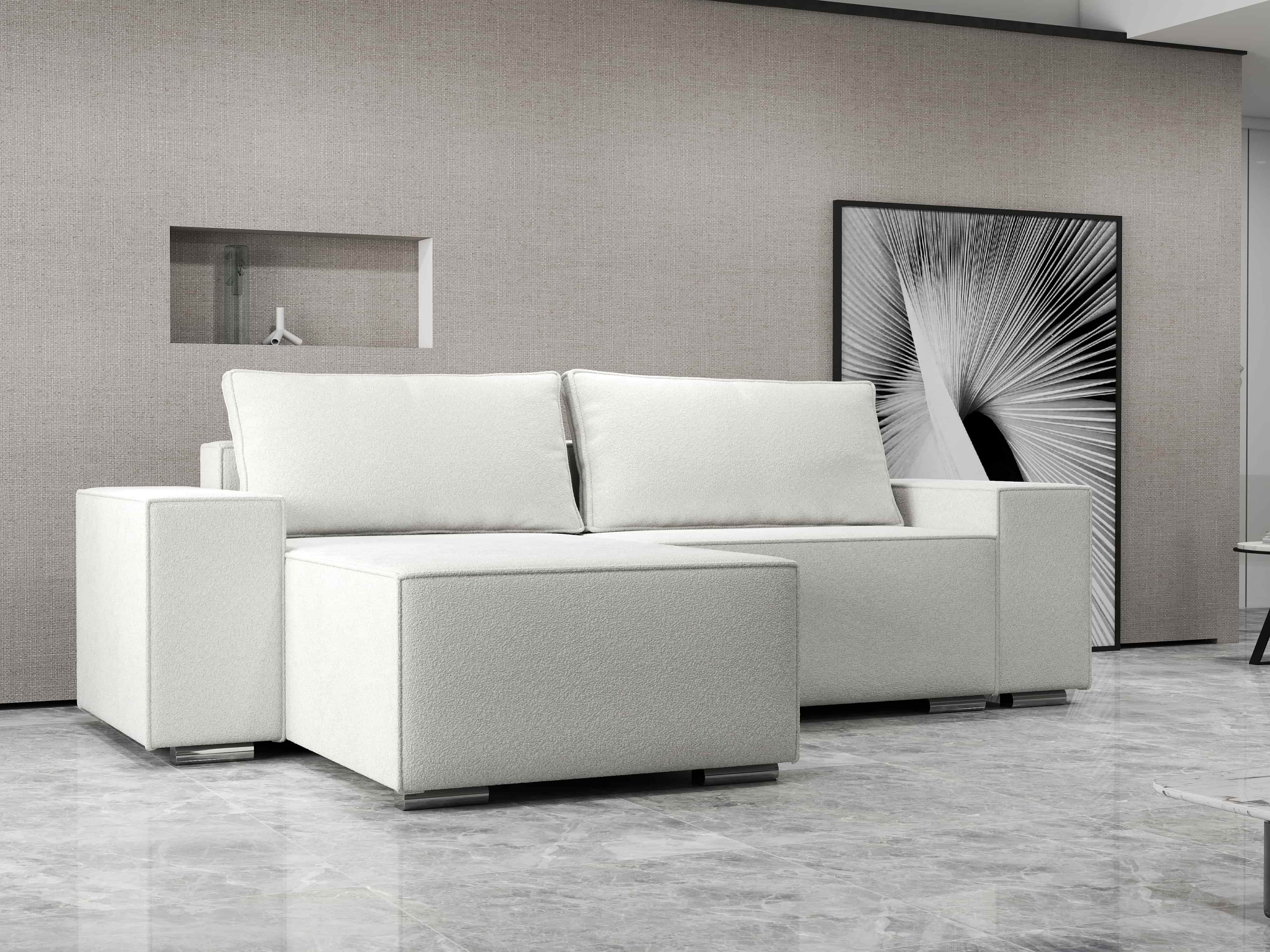 Colțar extensibil dumonde cu ladă de depozitare si sezut confortabil din spuma HR, Dream Euphoria Ivory 290x185 cm Fabrica