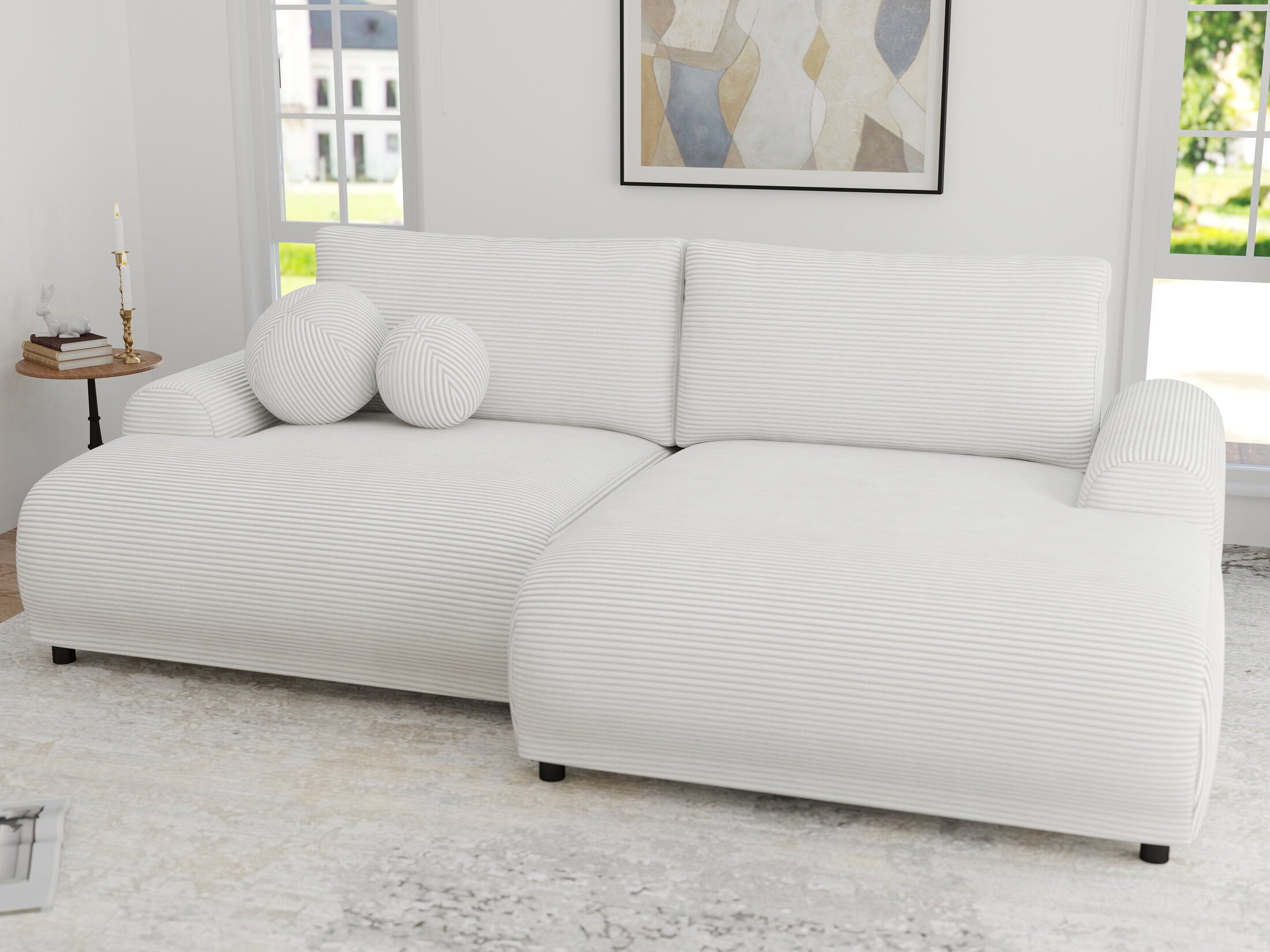 Colțar extensibil dumonde cu ladă de depozitare și șezut confortabil din spumă HR, Carlo Zoom Gri 240x145 cm II