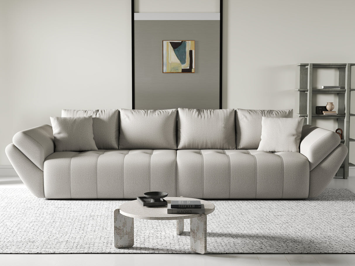 Canapea extensibilă dumonde cu ladă de depozitare si sezut confortabil din spuma HR, Berlin Beige 300x100 cm Fabrica