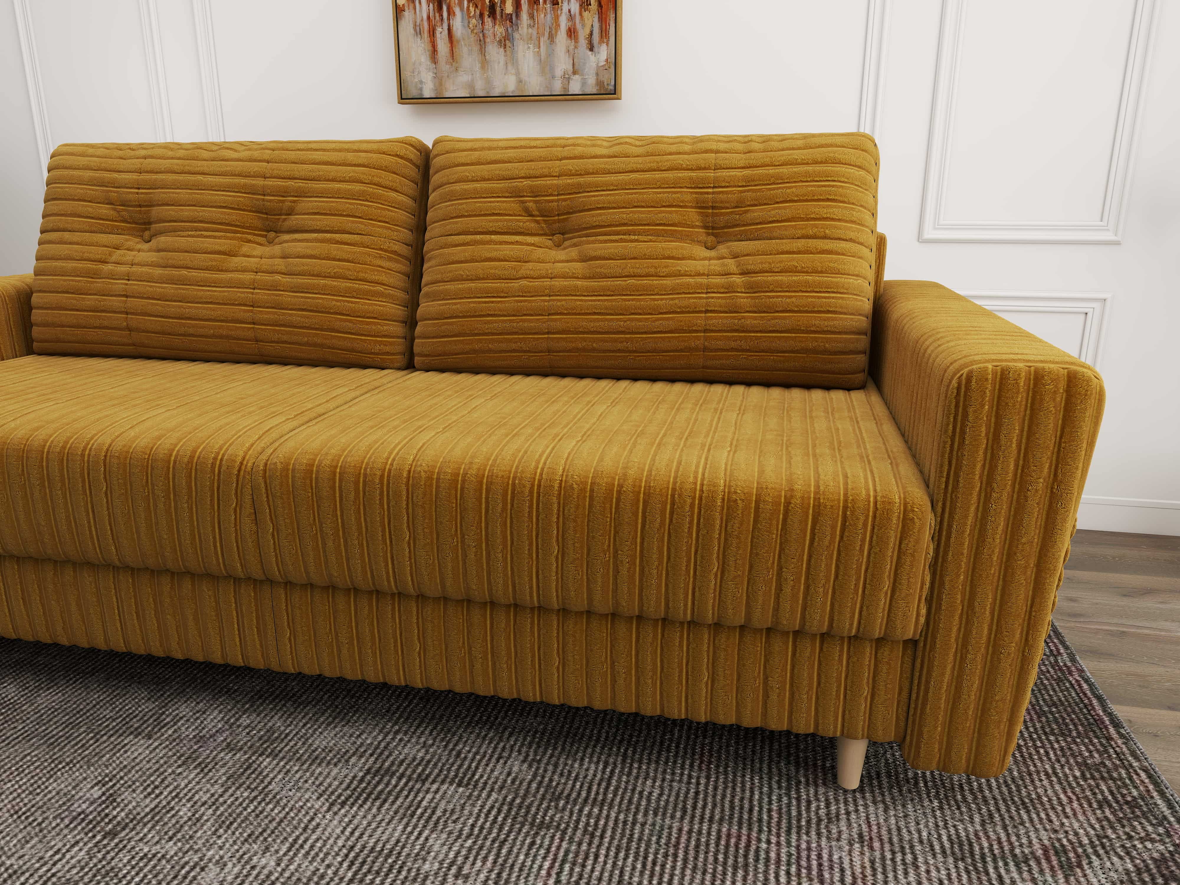 Canapea extensibilă dumonde cu ladă de depozitare si sezut confortabil din spuma HR, Summer Ambience Mustar 225x100 cm