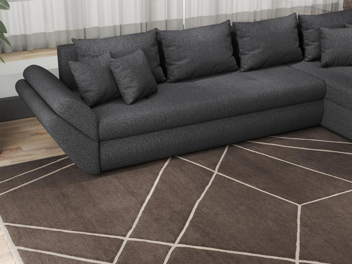 Colțar extensibil dumonde cu ladă de depozitare si sezut confortabil din spuma HR, Loana XL Enjoy Gri Grafit II 335x185 cm Fabrica