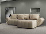 Colțar extensibil dumonde cu ladă de depozitare si sezut confortabil din spuma HR, Berlin Enjoy Beige 280x185 cm II Fabrica