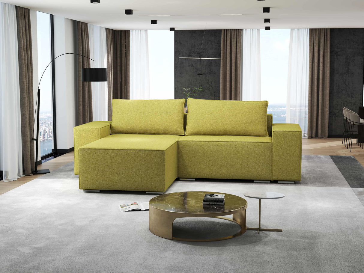 Colțar extensibil dumonde cu ladă de depozitare si sezut confortabil din spuma HR, Dream Enjoy Verde 290x185 cm Fabrica
