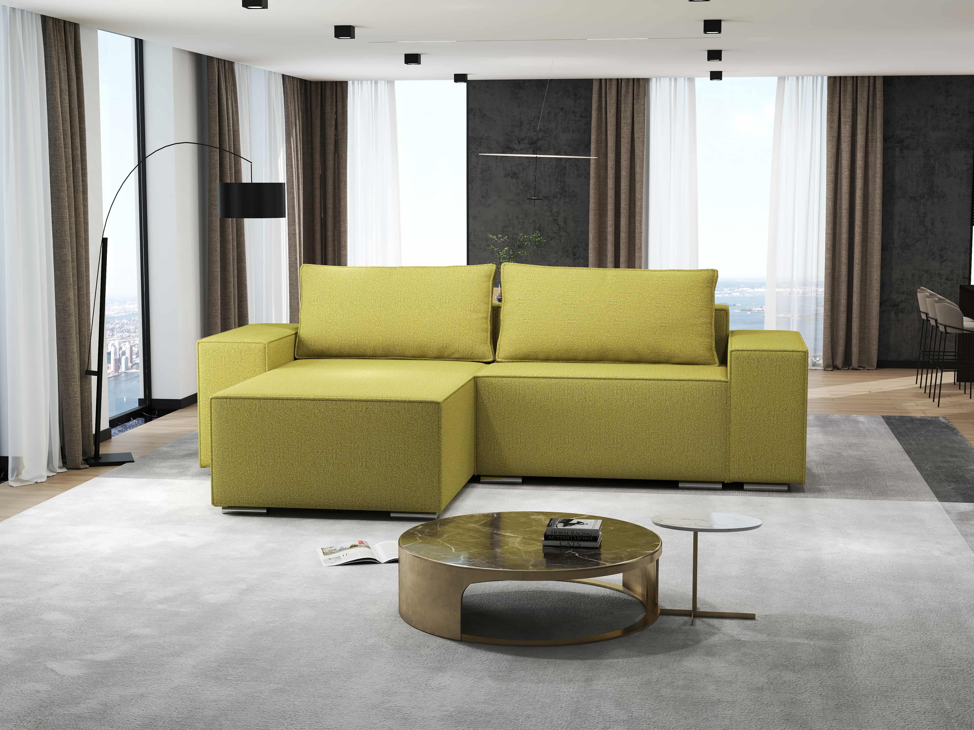 Colțar extensibil dumonde cu ladă de depozitare si sezut confortabil din spuma HR, Dream Enjoy Verde 290x185 cm Fabrica