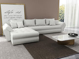 Colțar extensibil dumonde cu ladă de depozitare si sezut confortabil din spuma HR, Loana XL Euphoria Alb 335x185 cm Fabrica